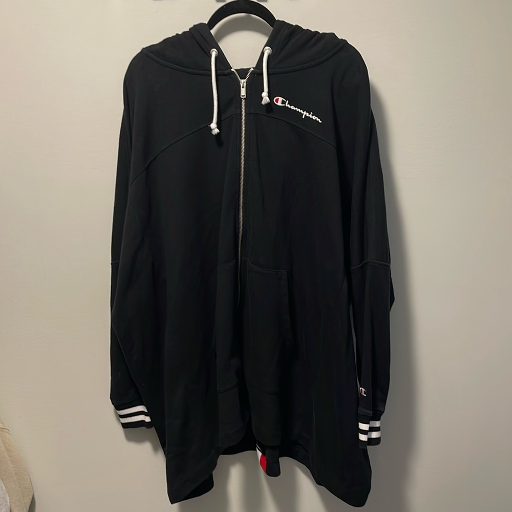 Poncho style Champion hoodie size XL.